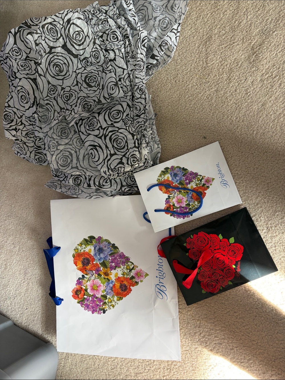 Lot of 3 Brighton bags and pile of Brighton 
Tissue